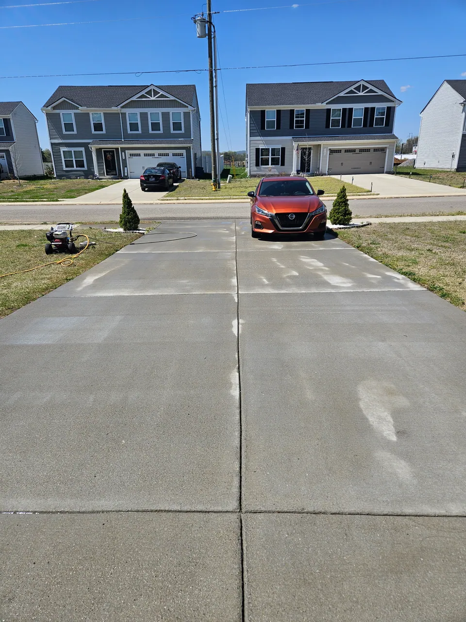 Concrete driveway in a residential neighborhood